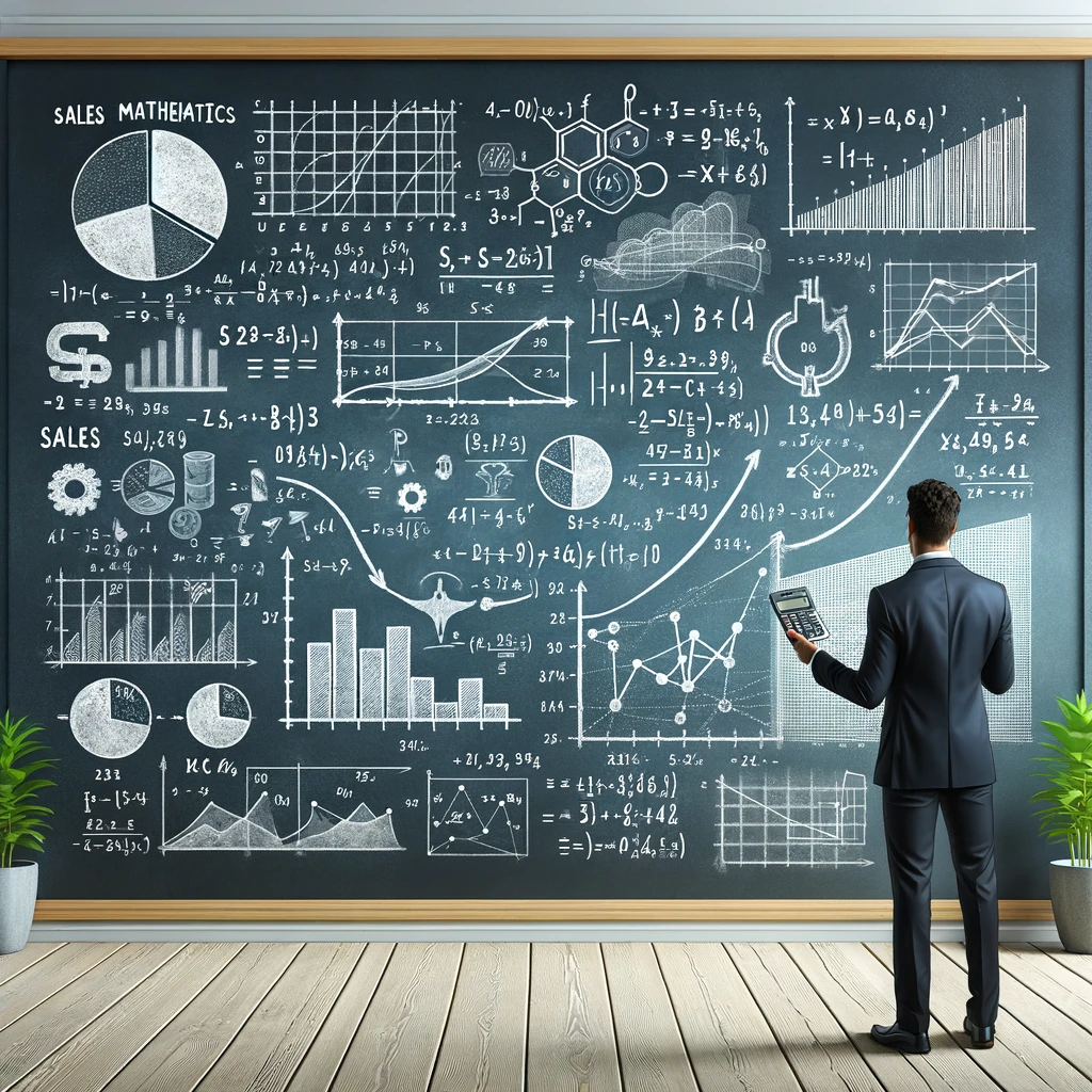 Mies laskemassa myynnin matematiikka työkalulla.